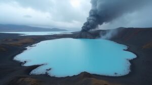 lava reaches blue waters