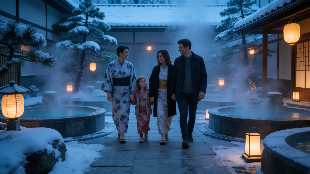 Winter snow and onsen